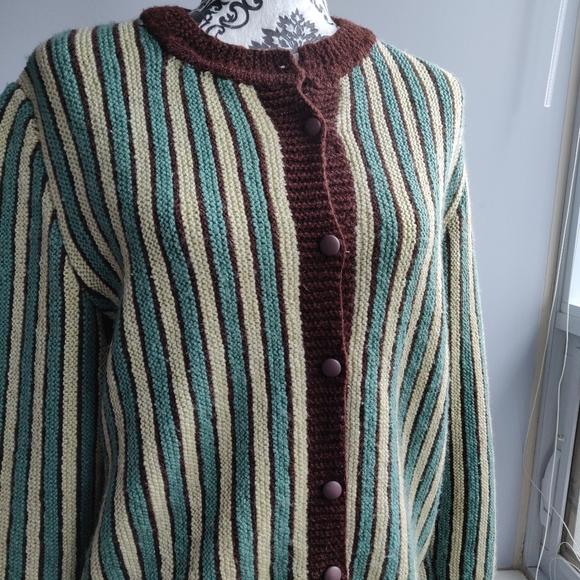 Stripe Funky Vintage Button Spring Cardigan - Picture 2 of 8
